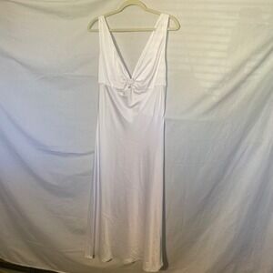 Aniye By White Heart Dress Rhinestone‎ Buckle V-Neck Maxi Dress Made in Italy 44